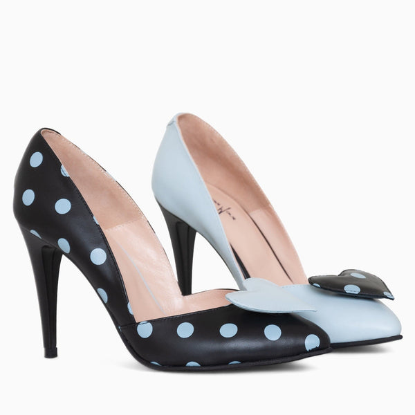 Diane Marie Shoes Stiletto asimetric din piele naturala bleu cu negru Sally
