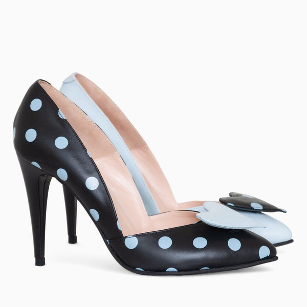 Diane Marie Shoes Stiletto asimetric din piele naturala bleu cu negru Sally
