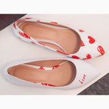 Diane Marie Balerini dama Balerini asimetrici din piele naturala alba cu inimi rosii Love