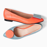 Diane Marie Balerini dama Balerini asimetrici din piele naturala bleu cu portocaliu Lainey