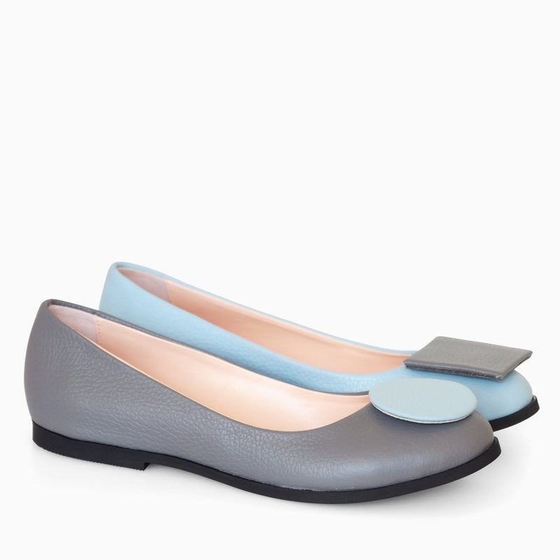 Diane Marie Balerini dama Balerini asimetrici din piele naturala gri cu bleu Emmy