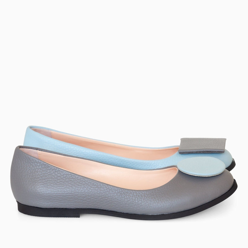 Diane Marie Balerini dama Balerini asimetrici din piele naturala gri cu bleu Emmy