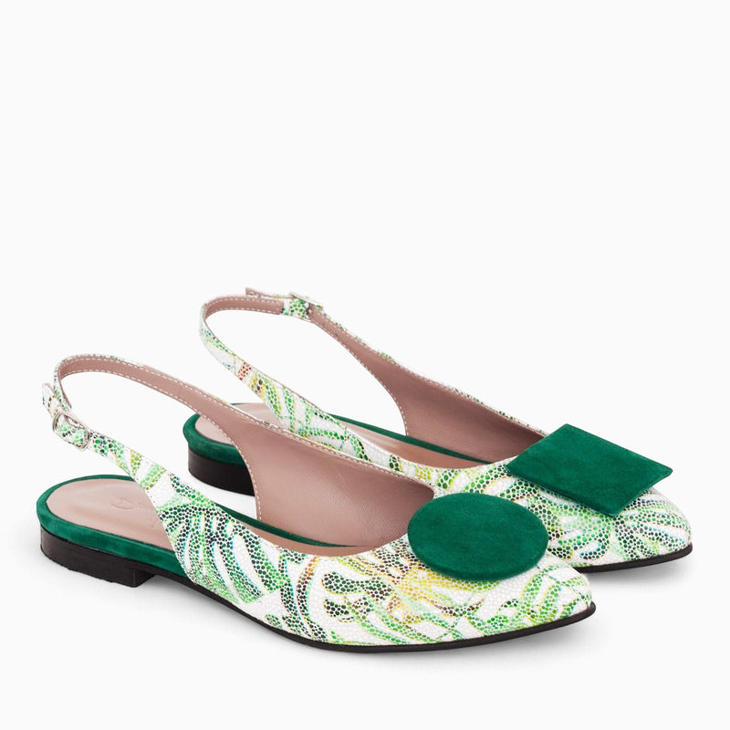 Diane Marie Balerini dama Balerini decupati din piele naturala cu print tropical Paradiso