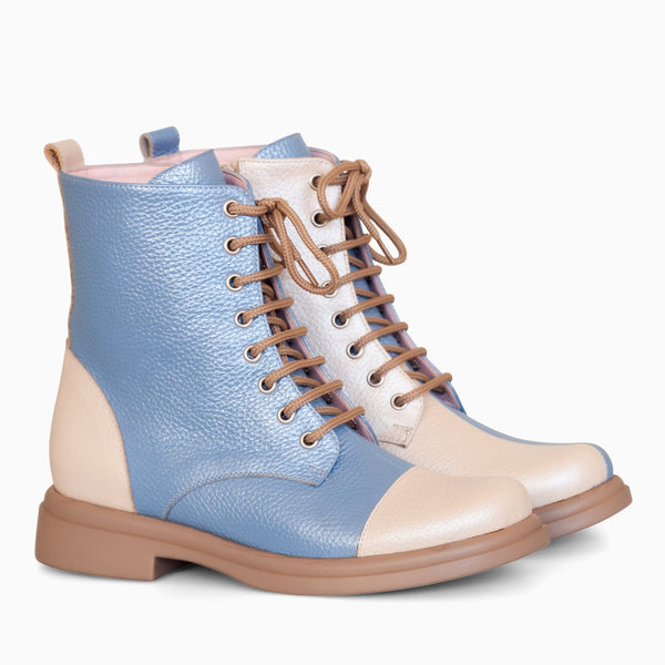 Diane Marie Bocanci dama Ghete dama din piele naturala bleu cu bej Osaka