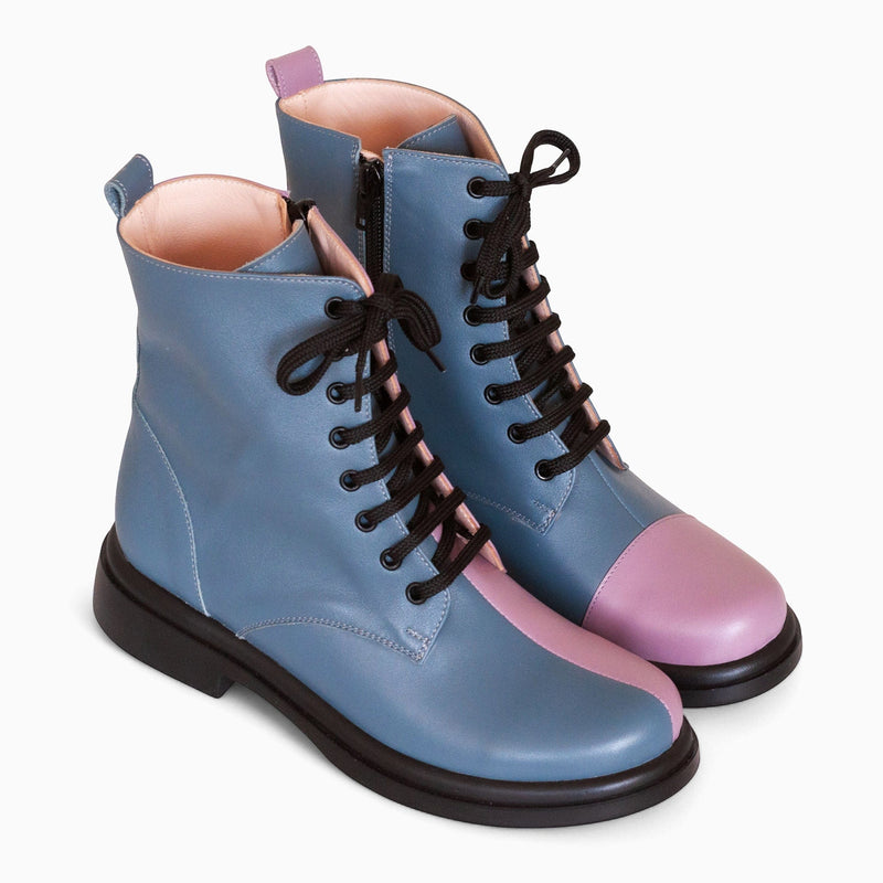 Diane Marie Bocanci dama Ghete dama din piele naturala verde petrol cu lila Kampala