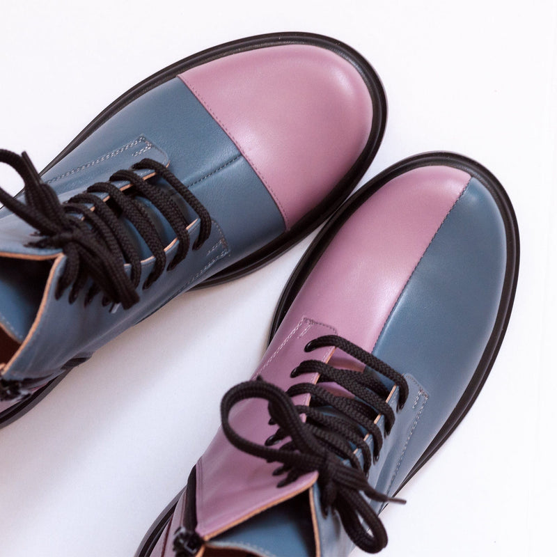 Diane Marie Bocanci dama Ghete dama din piele naturala verde petrol cu lila Kampala