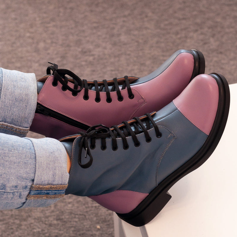 Diane Marie Bocanci dama Ghete dama din piele naturala verde petrol cu lila Kampala