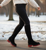 Diane Marie Cizme Dama Cizme dama din piele intoarsa neagra cu rosu Kaidan