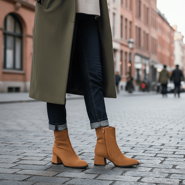 Diane Marie Ghete Dama Ghete dama cu toc din piele intoarsa coniac Caroline