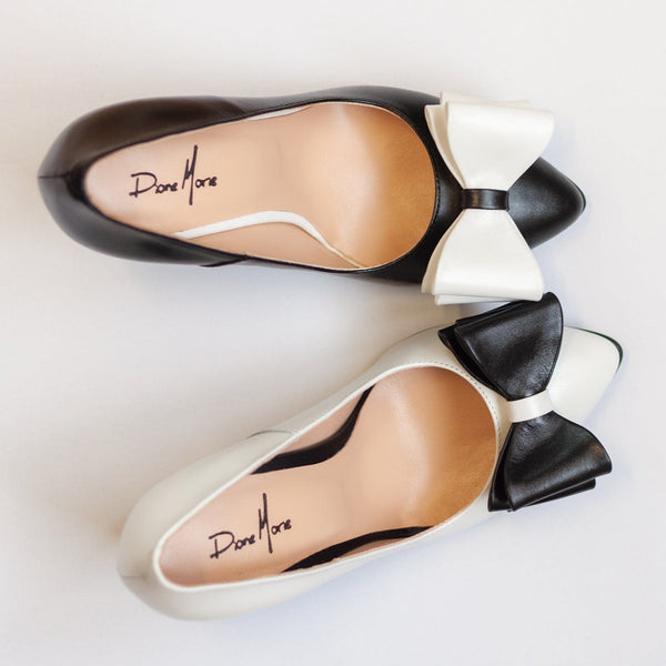 Diane Marie Pantofi Dama Pantofi asimetrici din piele naturala alb cu negru Belle