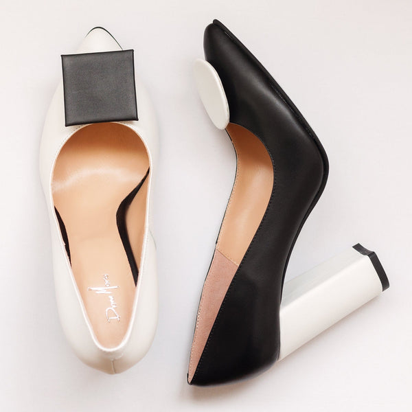 Diane Marie Pantofi Dama Pantofi asimetrici din piele naturala alb cu negru Cinnamon