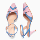 Diane Marie Pantofi Dama Pantofi cu toc comod din piele intoarsa roz cu bleu Lilly