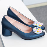 Diane Marie Pantofi Dama Pantofi cu toc comod din piele naturala bleumarin Toulouse