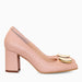 Pantofi dama cu toc comod din piele naturala roz Susanne