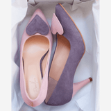 Diane Marie Pantofi Dama Stiletto asimetric din piele intoarsa roz cu mov Camelia