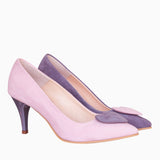 Diane Marie Pantofi Dama Stiletto asimetric din piele intoarsa roz cu mov Camelia