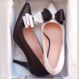 Diane Marie Pantofi Dama Stiletto asimetric din piele naturala neagra cu alb Destiny