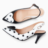 Diane Marie Pantofi Dama Stiletto asimetric din piele naturala neagra cu alb Maya