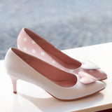 Diane Marie Pantofi Dama Stiletto asimetric din piele naturala roz cu buline albe Solana