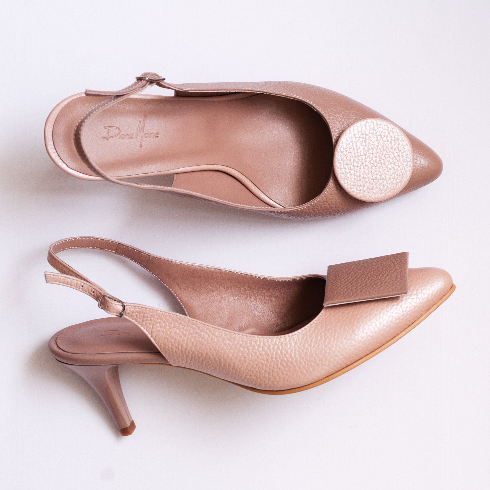 Raya Roz Stiletto asimetric din piele naturala roz cu grej Raya – Pantofi Diane ...