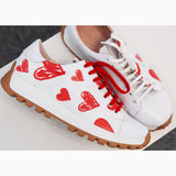 Diane Marie Pantofi sport Pantofi dama din piele naturala alba cu inimi rosii Marion