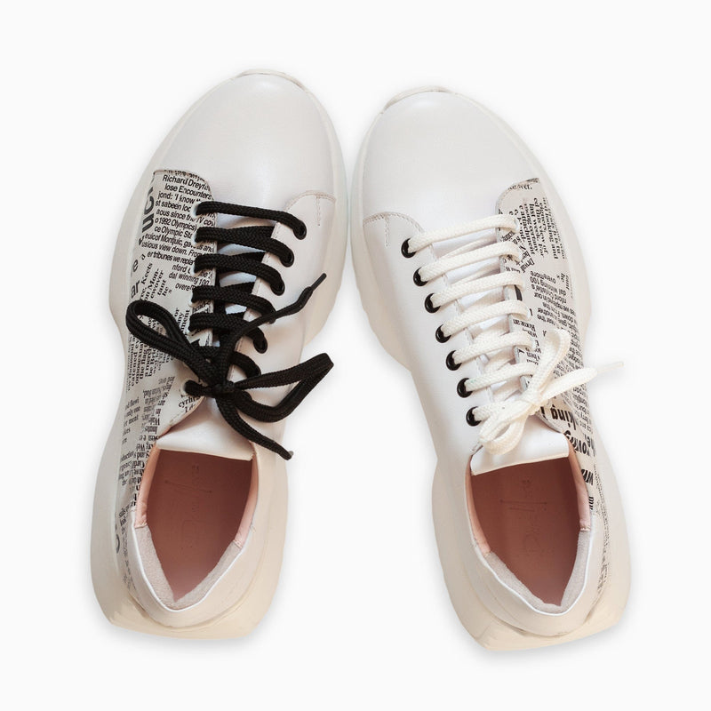 Pantofi dama din piele naturala cu print ziar Zuma – Pantofi Diane