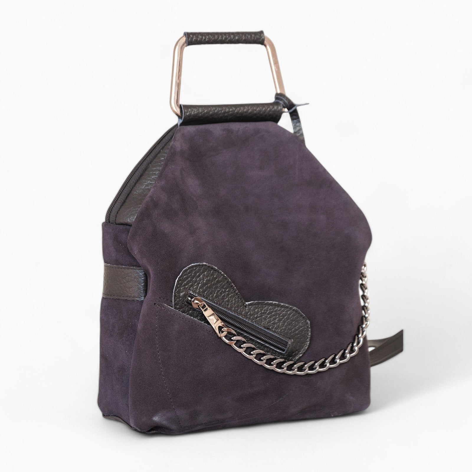 Rucsac din piele naturala intoarsa cu inima neagra Palma – Pantofi