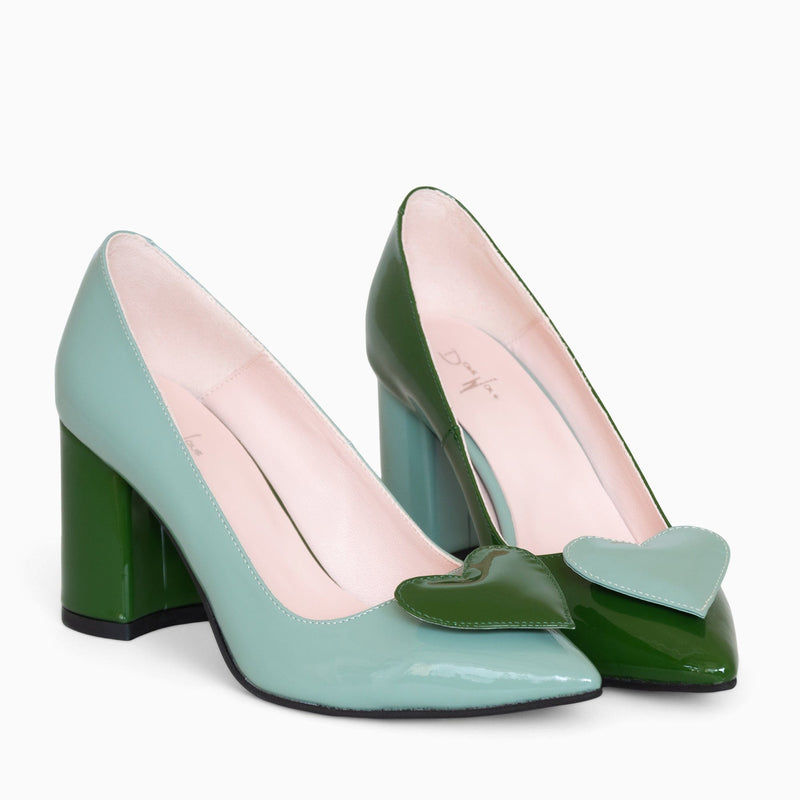 Diane Marie Shoes Pantofi asimetrici din lac verde cu bleu Anniston