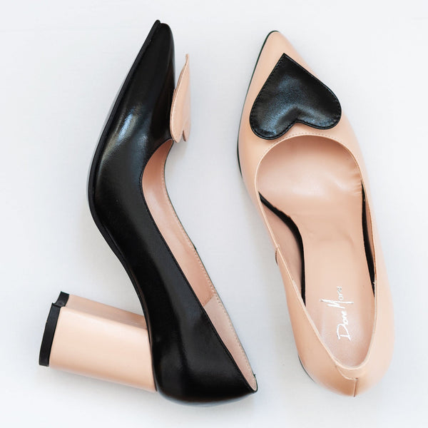 Diane Marie Shoes Pantofi asimetrici din piele naturala neagra cu nude Daisy