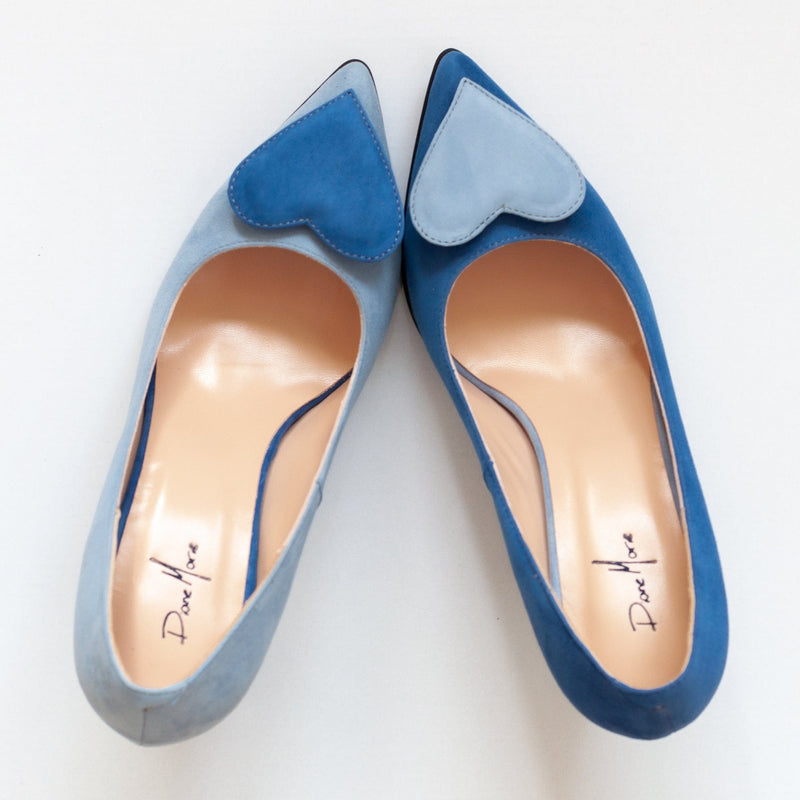 Diane Marie Shoes Stiletto asimetric din piele naturala bleu cu albastru Flavia