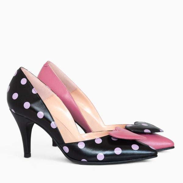Diane Marie Shoes Stiletto din piele naturala roz cu negru Summer